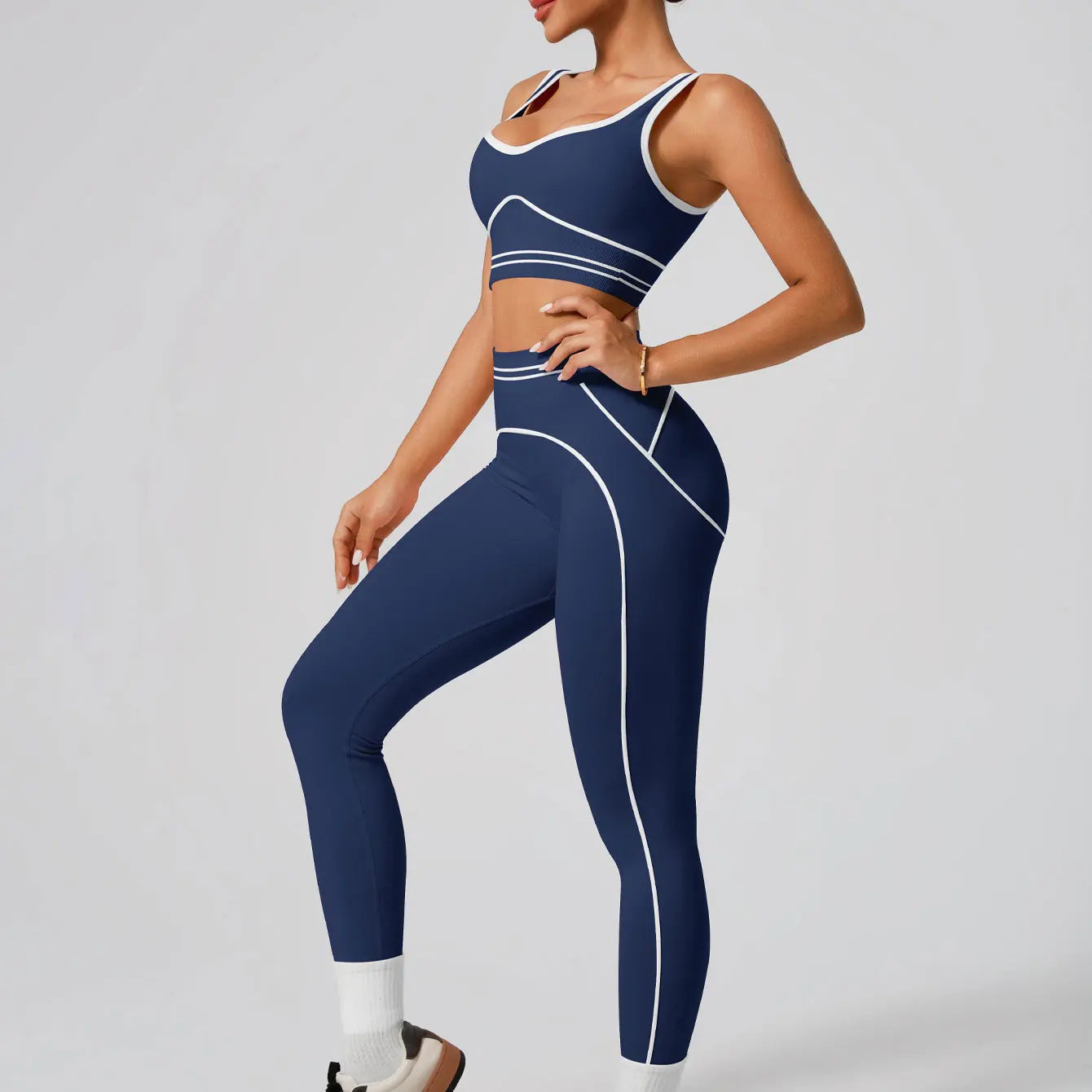Ensemble de yoga sans coutures pour femme - Soutien-gorge de sport et legging taille haute, tenue de sport idéale pour la salle de sport, le fitness et les exercices d'étirement.