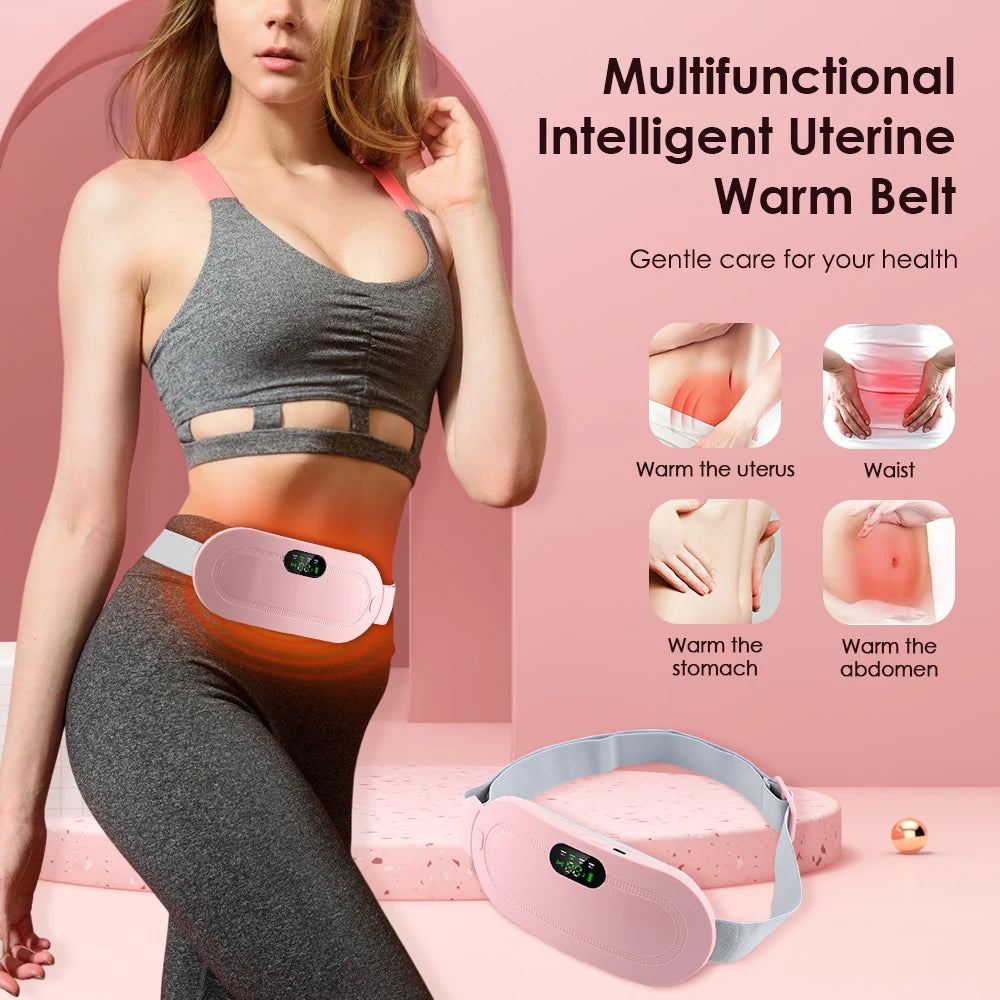 Ceinture chauffante vibrante de massage électrique pour la taille, le ventre et l'abdomen, idéale pour soulager les crampes menstruelles.