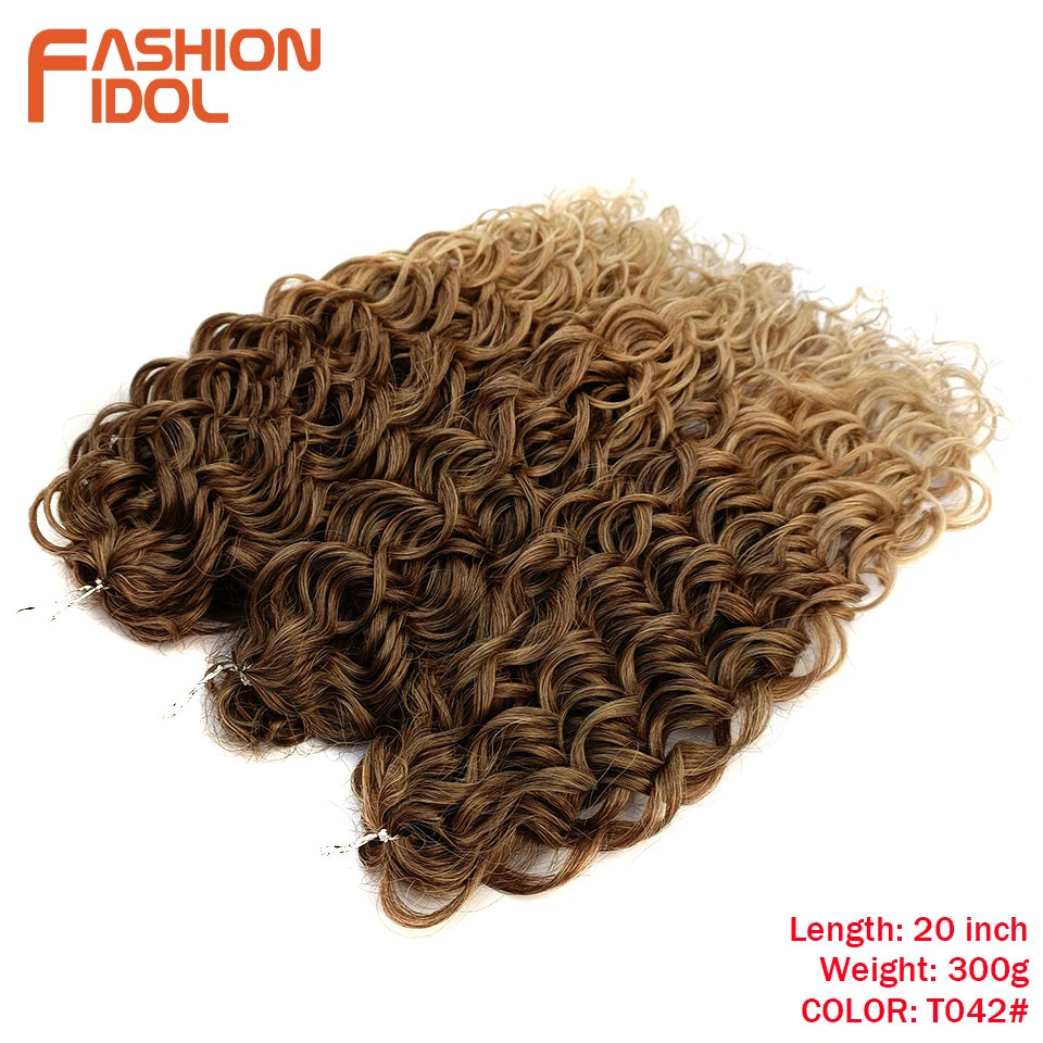 Extensions de cheveux bouclés FASHION IDOL, ondulations profondes, torsades, 50 cm, blond ombré, crochet synthétique.