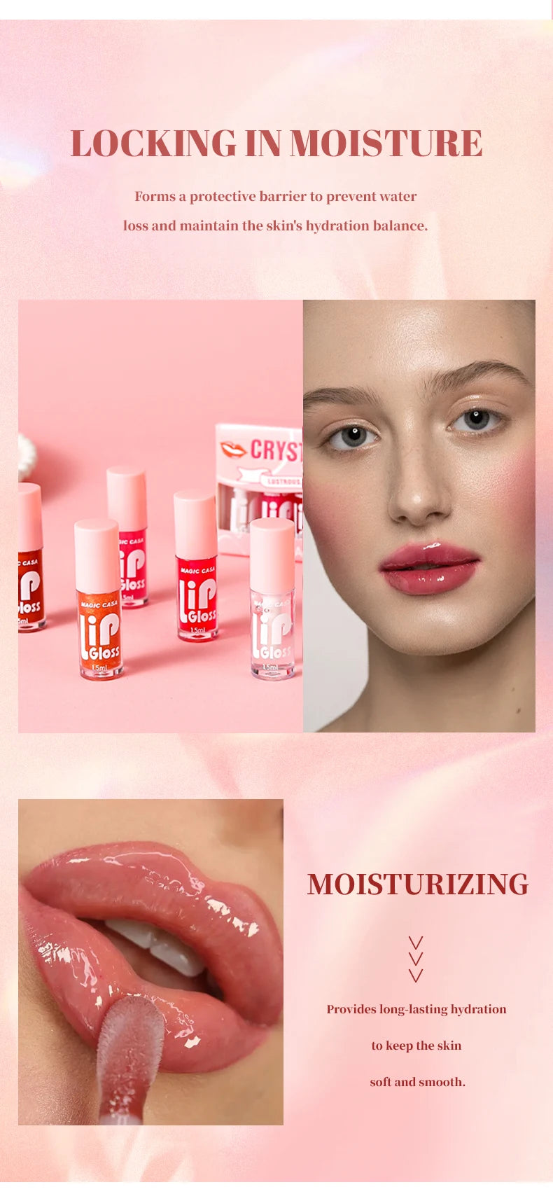 MAGIC CASA Lot de 6 flacons de gel hydratant pour les lèvres, longue tenue, pour des lèvres lisses et brillantes.