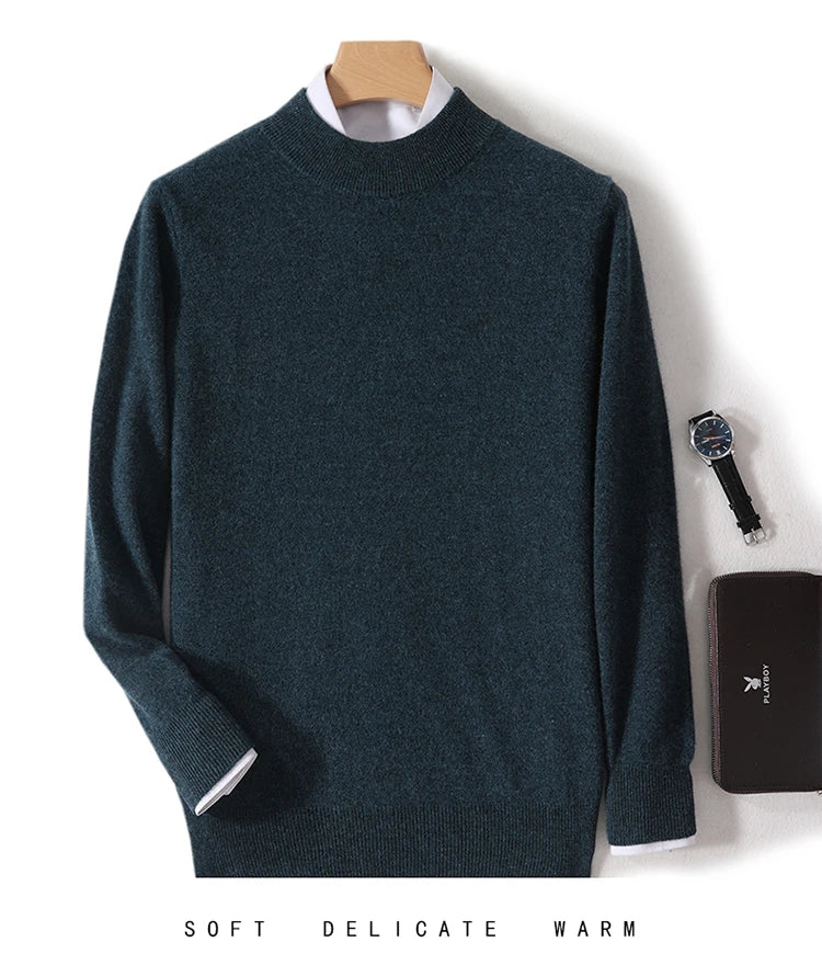 Pull 100 % laine mérinos pour femme, grande taille jusqu'à 5XL, col demi-lune, maille ample, manches longues, finitions cachemire.