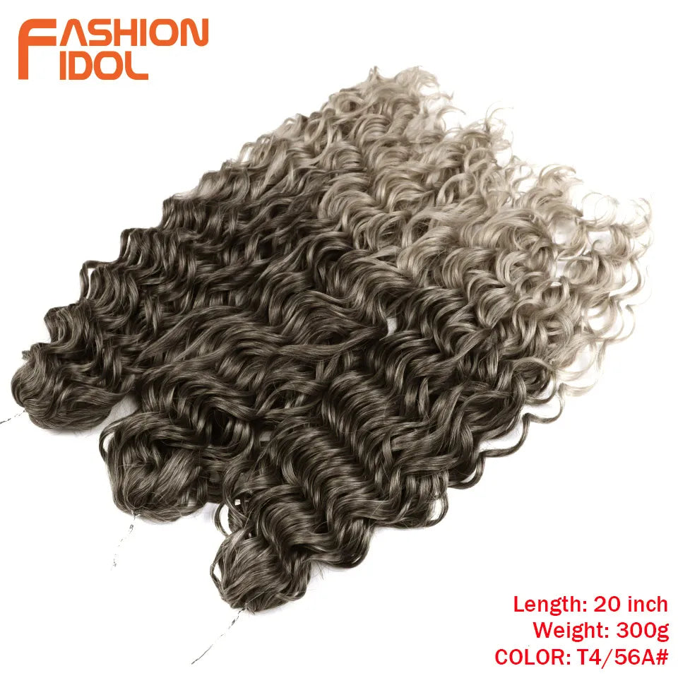 Extensions de cheveux bouclés FASHION IDOL, ondulations profondes, torsades, 50 cm, blond ombré, crochet synthétique.