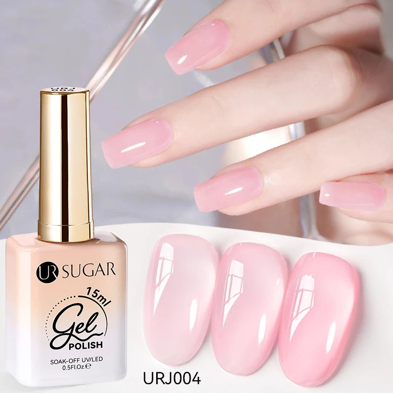 Vernis gel semi-permanent UR SUGAR 15 ml, couleur blanc laiteux translucide, effet gelée, UV, semi-permanent, pour nail art, à dissoudre. Dernière tendance.