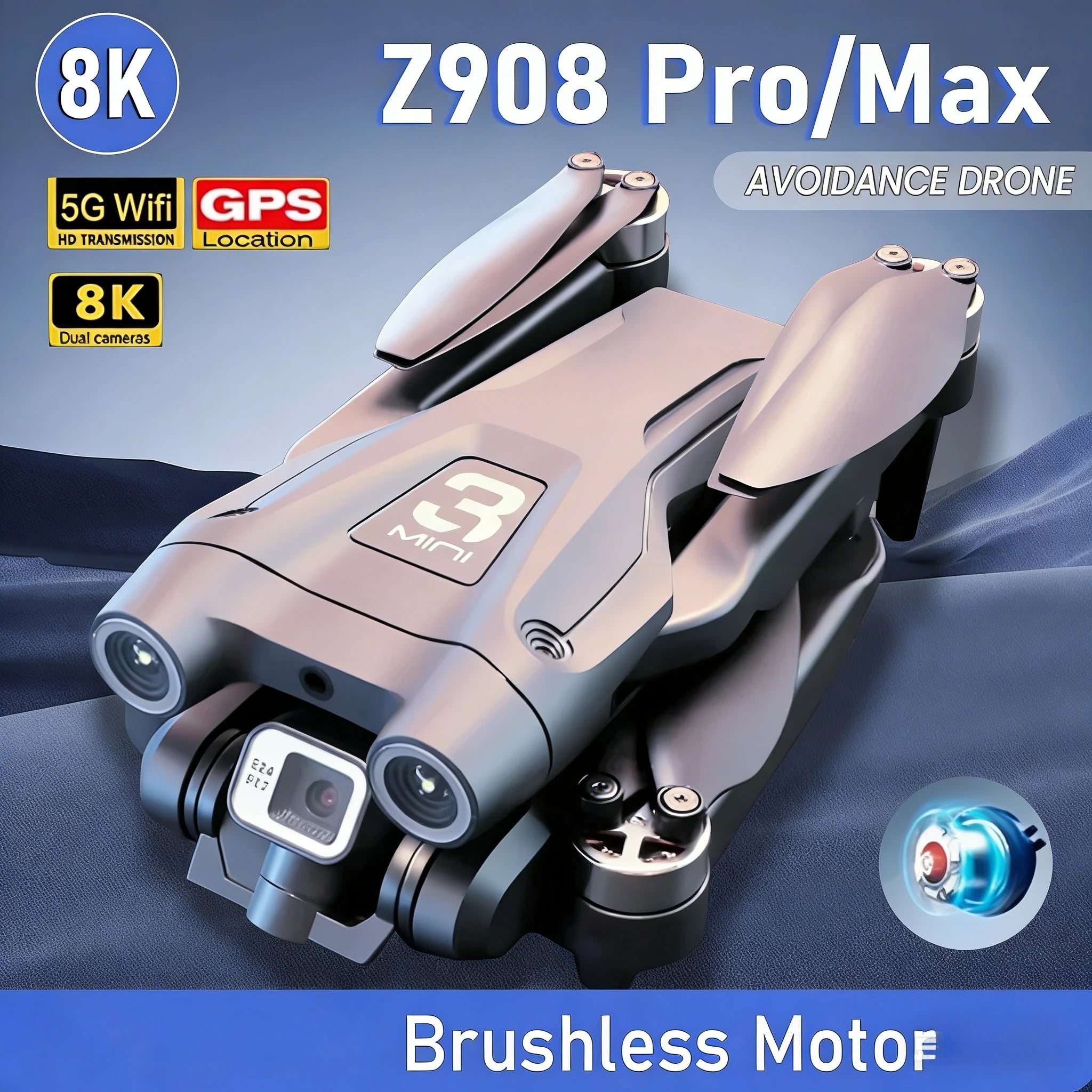 Drone Original Z908 Pro /MAX 8K ESC Professionnel 4K avec localisation par flux optique et évitement d'obstacles sur 3 côtés - Quadricoptère jouet