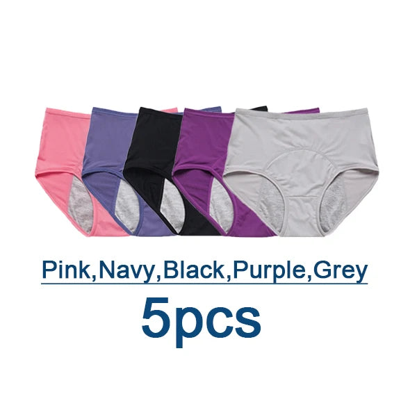 Lot de 5 culottes menstruelles anti-fuites pour femmes, sous-vêtements menstruels sexy, culottes physiologiques imperméables et coupe menstruelle.