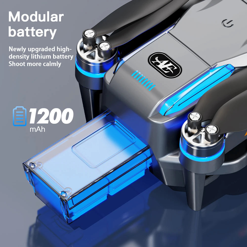 Drone AE19 GPS, écran LCD 4,3", double caméra 8K/4K, rotation à 360° avec détection d'obstacles, 3 options de batterie, quadricoptère radiocommandé professionnel, idéal pour les cadeaux et les voyages.