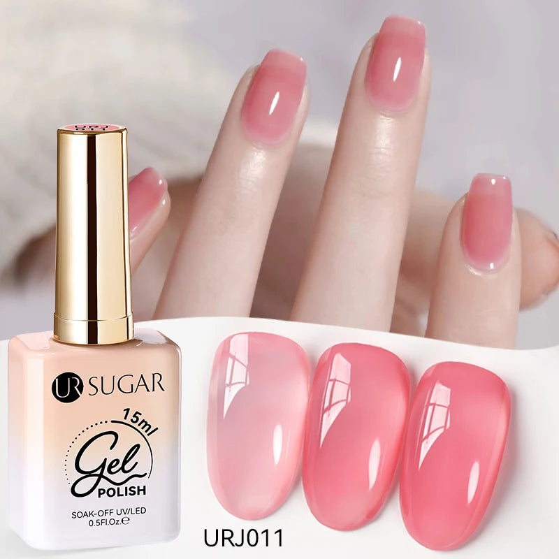 Vernis gel semi-permanent UR SUGAR 15 ml, couleur blanc laiteux translucide, effet gelée, UV, semi-permanent, pour nail art, à dissoudre. Dernière tendance.
