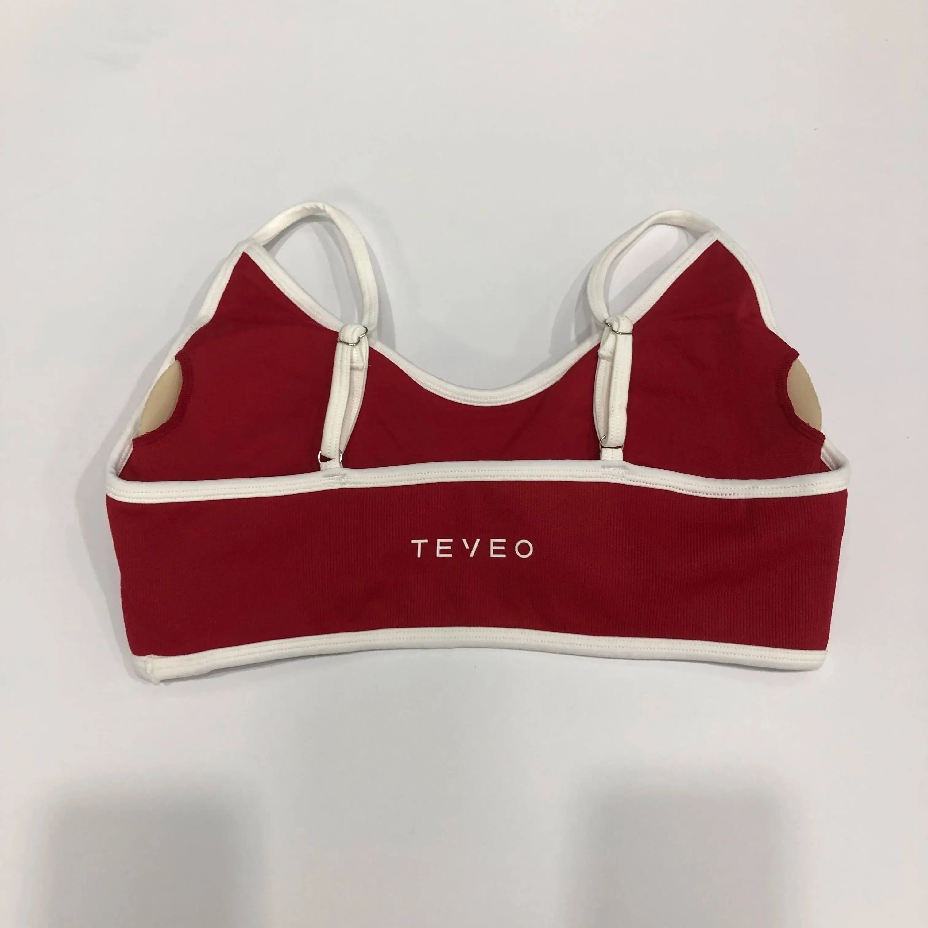 TEVEO Women's Backless Knitted Sports Bra Solid Color Summer Gym Fitness Top with Chest Cushion Sexy Suspender Yoga Bra