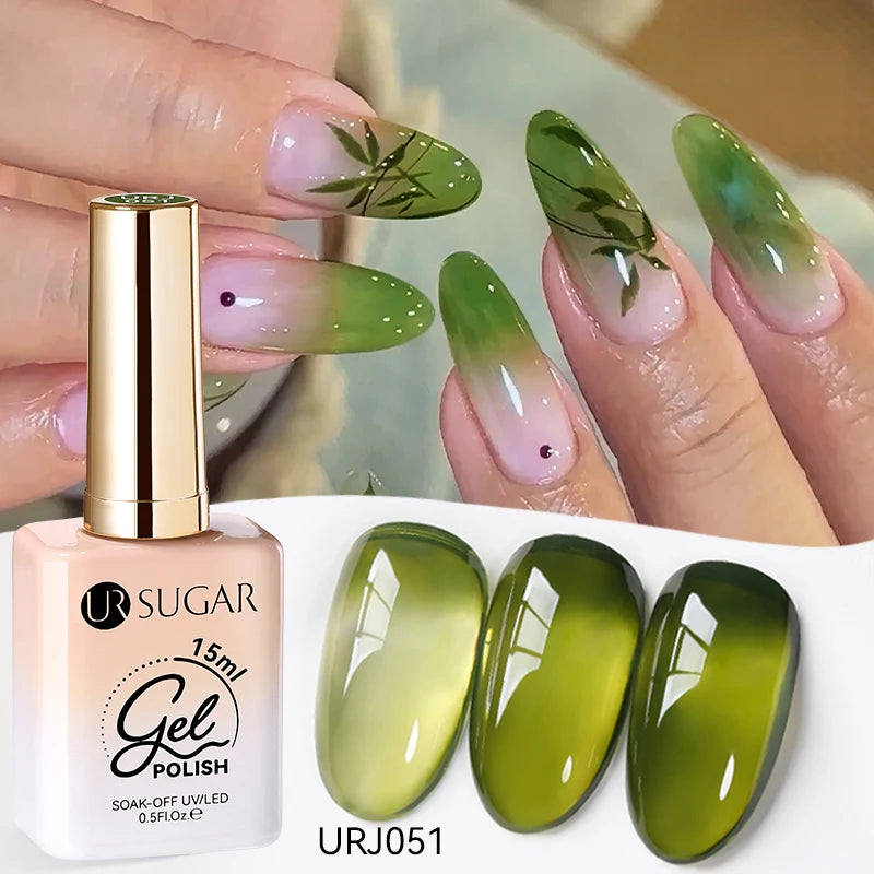 Vernis gel semi-permanent UR SUGAR 15 ml, couleur blanc laiteux translucide, effet gelée, UV, semi-permanent, pour nail art, à dissoudre. Dernière tendance.