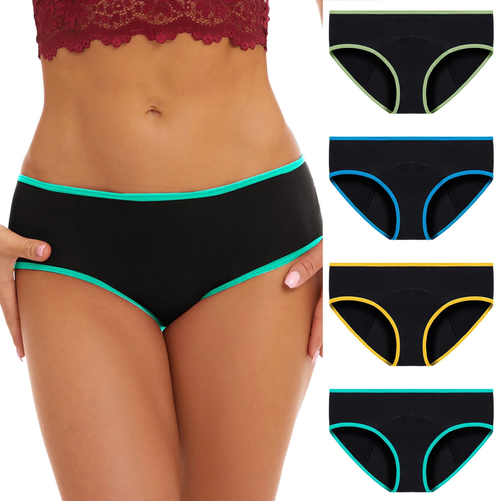 Lot de 3 culottes menstruelles pour femmes, anti-fuites, en coton, absorbantes, physiologiques, pour les règles.