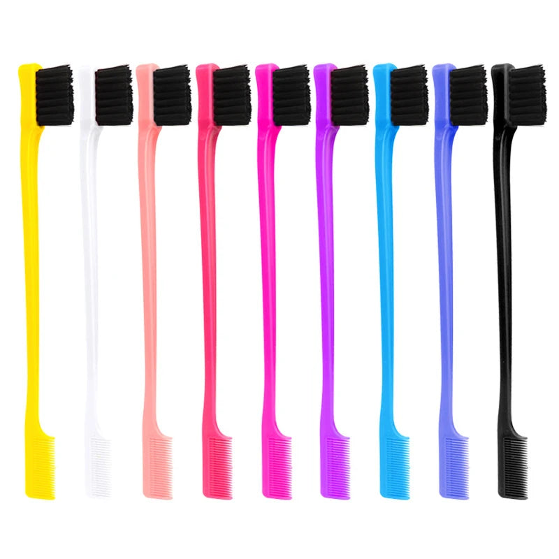 Brosse à cheveux antistatique 2 en 1 avec peigne intégré, idéale pour les perruques en cheveux naturels.