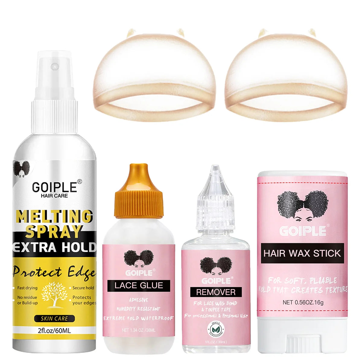 Spray fondant à séchage rapide, imperméable et puissant, dissolvant pour colle à perruque, cire lissante en bâtonnet, gel ou outil pour contrôler les frisottis et la ligne des cheveux.