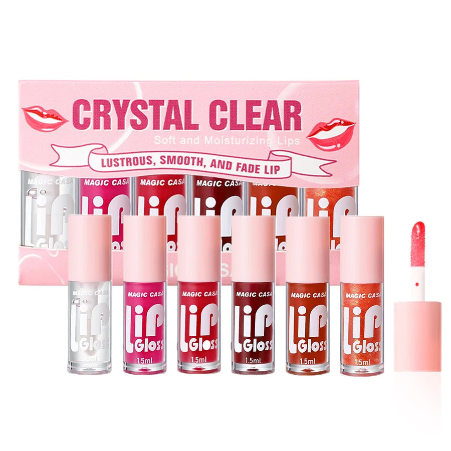 MAGIC CASA Lot de 6 flacons de gel hydratant pour les lèvres, longue tenue, pour des lèvres lisses et brillantes.