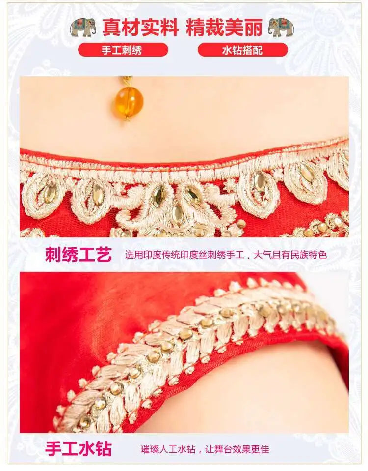 Yiman Exotic Indian Dance Dress Ethnic Style Female Photo Belly Dance Sari Top Big Swing Skirt Lengha Set