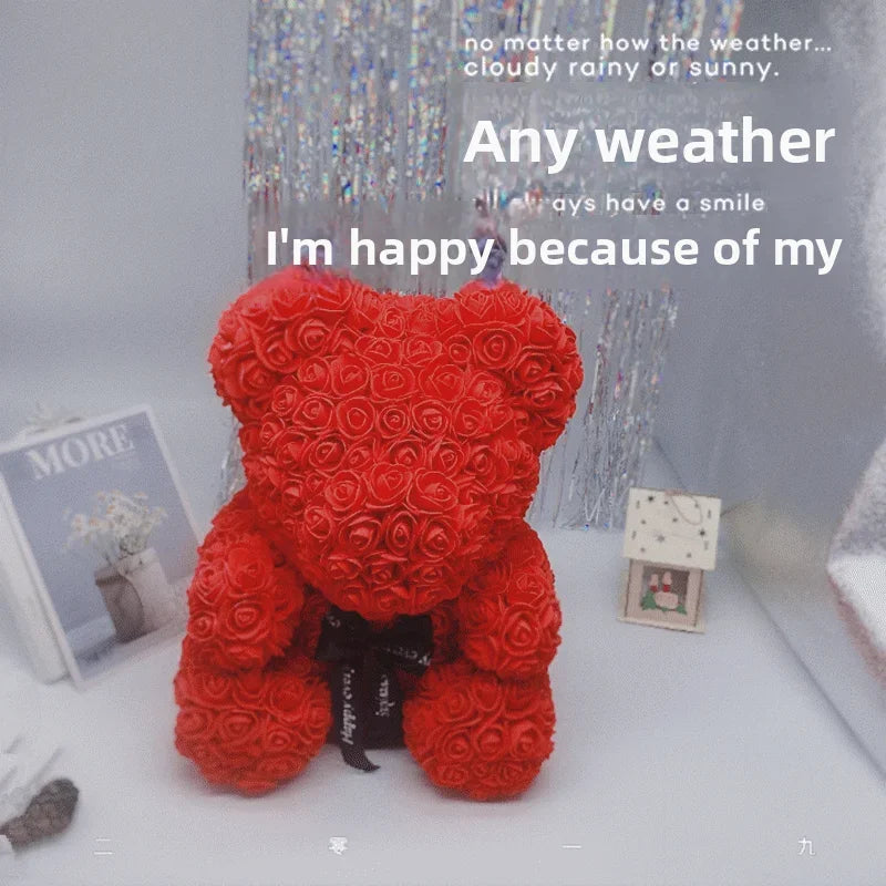 Rose Bear Gift Valentine's Day Wedding Decoration 19cm
