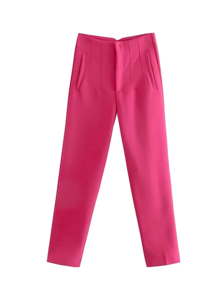 Tenues de bureau Koekop Pantalons crayon Noir Rose Blanc Pantalons Femme Mode Vêtements de bureau Pantalons taille haute pour femmes Pantalons habillés