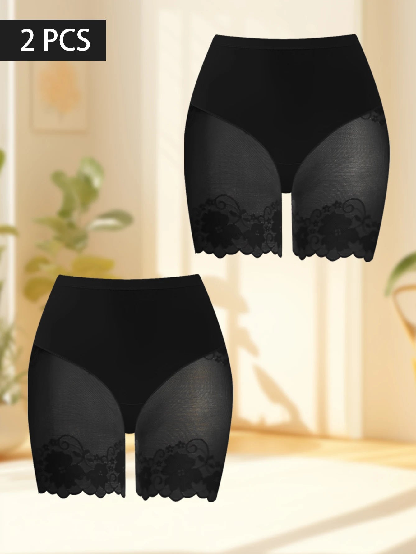 Lot de 2 culottes shorty transparentes pour femmes - Confortables, taille mi-haute, respirantes, ne roulent pas, idéales pour les soirées en amoureux et au quotidien