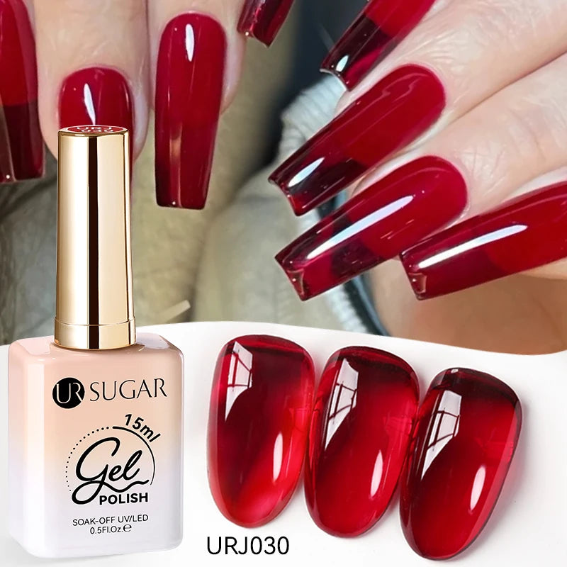 Vernis gel semi-permanent UR SUGAR 15 ml, couleur blanc laiteux translucide, effet gelée, UV, semi-permanent, pour nail art, à dissoudre. Dernière tendance.