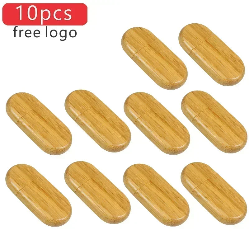JASTER Lot de 10 clés USB 2.0 en bois (logo personnalisable) - 4 Go, 8 Go, 16 Go, 32 Go, 64 Go, 128 Go - Cadeau de mariage