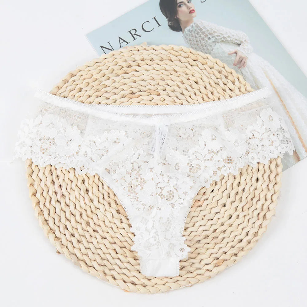 Culotte noire sexy en dentelle ajourée à motif floral, taille basse, sous-vêtements respirants, lingerie féminine