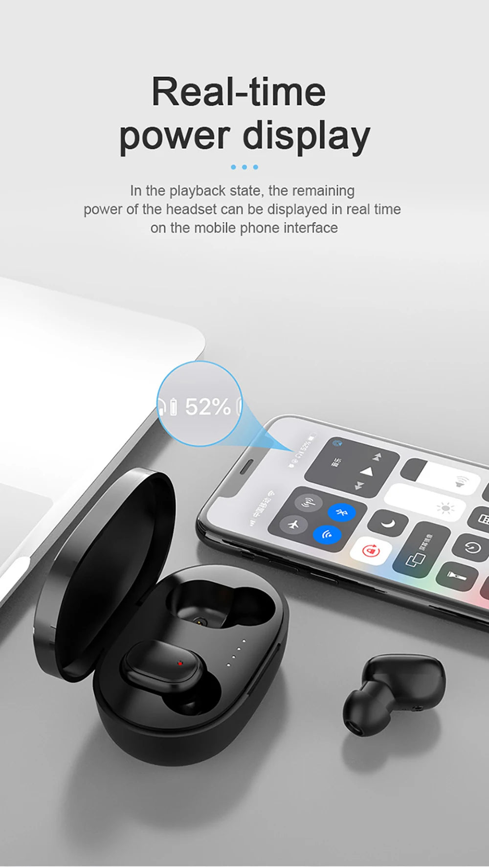 Écouteurs intra-auriculaires Bluetooth sans fil TWS A6S avec réduction de bruit et micro pour Huawei, Xiaomi et Redmi