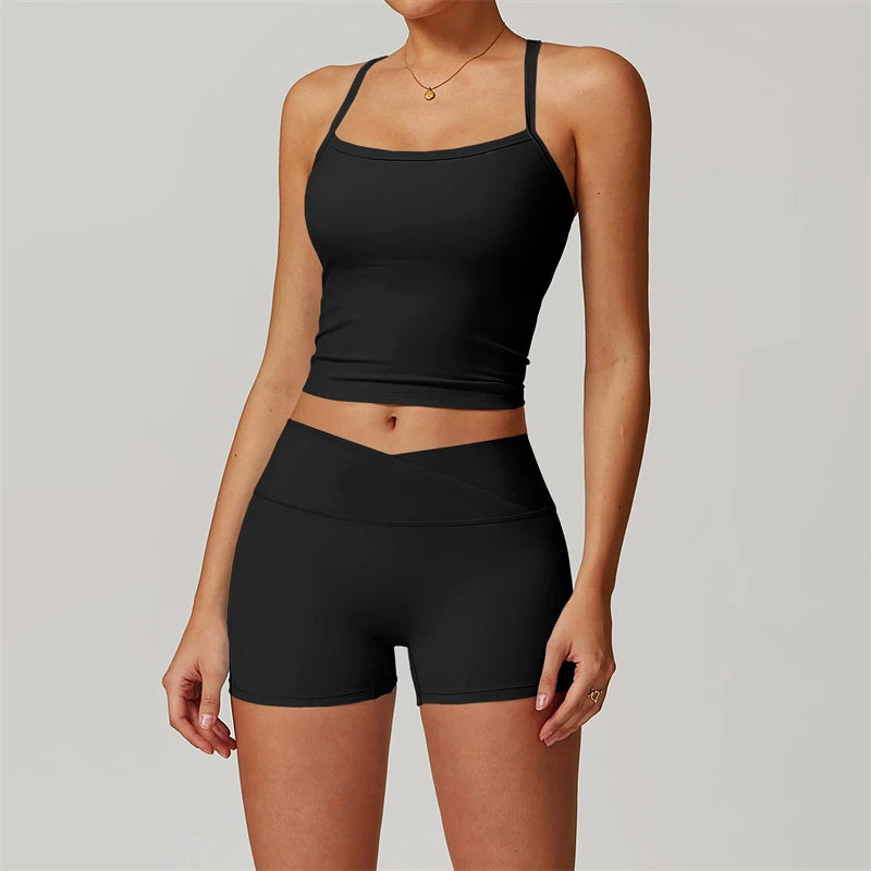 Ensemble de yoga 2 pièces pour femme, survêtement de sport, tenue de Pilates et fitness, soutien-gorge push-up et legging.
