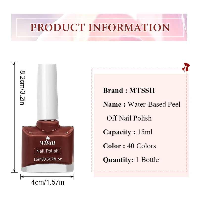 15ml Water-Based Nail Polish 40 Colors Long Lasting Quick Drying No Need of Lamp to Cure Nail Supplies Vernis for Nails Manicure