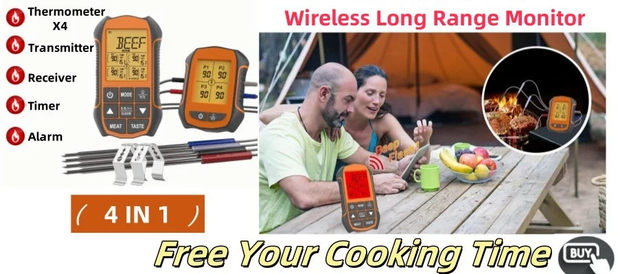 Thermomètre à viande à lecture instantanée pour la cuisson, thermomètre alimentaire numérique rapide et précis avec rétroéclairage, aimant, étalonnage, cuisine