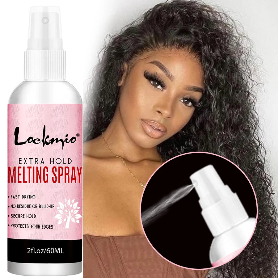 LOCKMIO 60ML Spray de colle à séchage rapide et fondante pour dentelle, fixation longue durée, colle pour perruques en tulle, agent de fixation pour perruques de cosplay