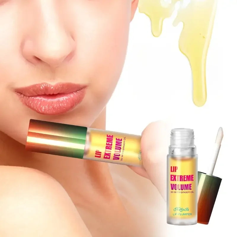 Huile repulpante pour les lèvres gingembre et menthe (1/2 pièce) : sérum volumisant pour des lèvres plus lisses et pulpeuses, pour un look jeune et sexy.