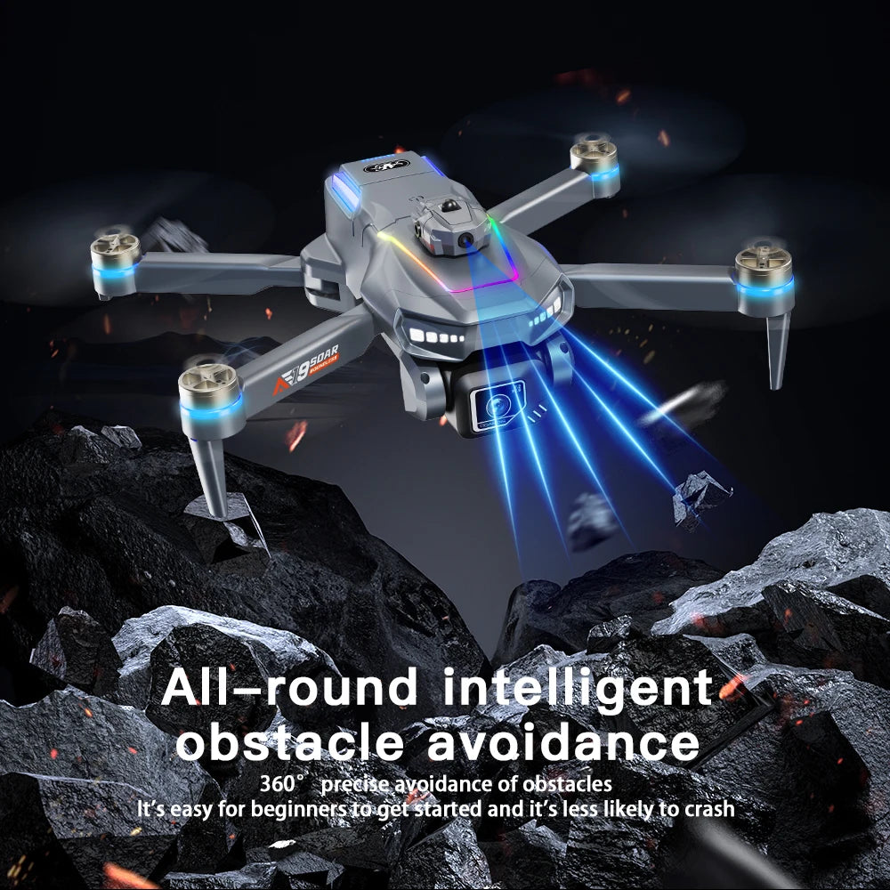 Drone AE19 GPS, écran LCD 4,3", double caméra 8K/4K, rotation à 360° avec détection d'obstacles, 3 options de batterie, quadricoptère radiocommandé professionnel, idéal pour les cadeaux et les voyages.