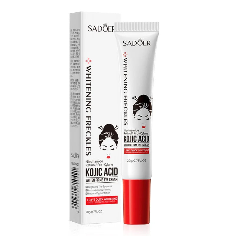 Crema para el contorno de ojos con ácido kójico y retinol de SADOER: antiojeras, elimina bolsas debajo de los ojos, hidrata y reafirma. Productos para el cuidado de la piel del contorno de ojos.
