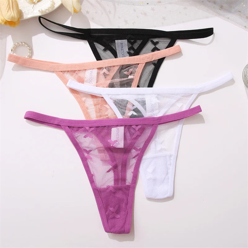 Lot de 4 culottes bikini en dentelle pour femme, strings sexy, tailles S à XL, sous-vêtements confortables dos nageur, lingerie sexy 2022