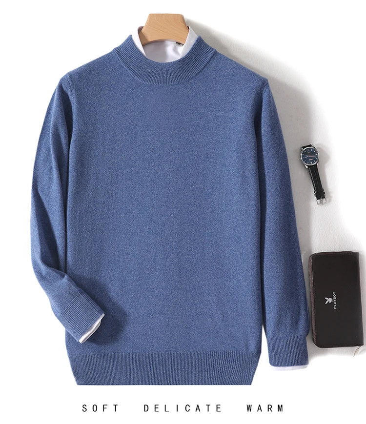 Pull 100 % laine mérinos pour femme, grande taille jusqu'à 5XL, col demi-lune, maille ample, manches longues, finitions cachemire.
