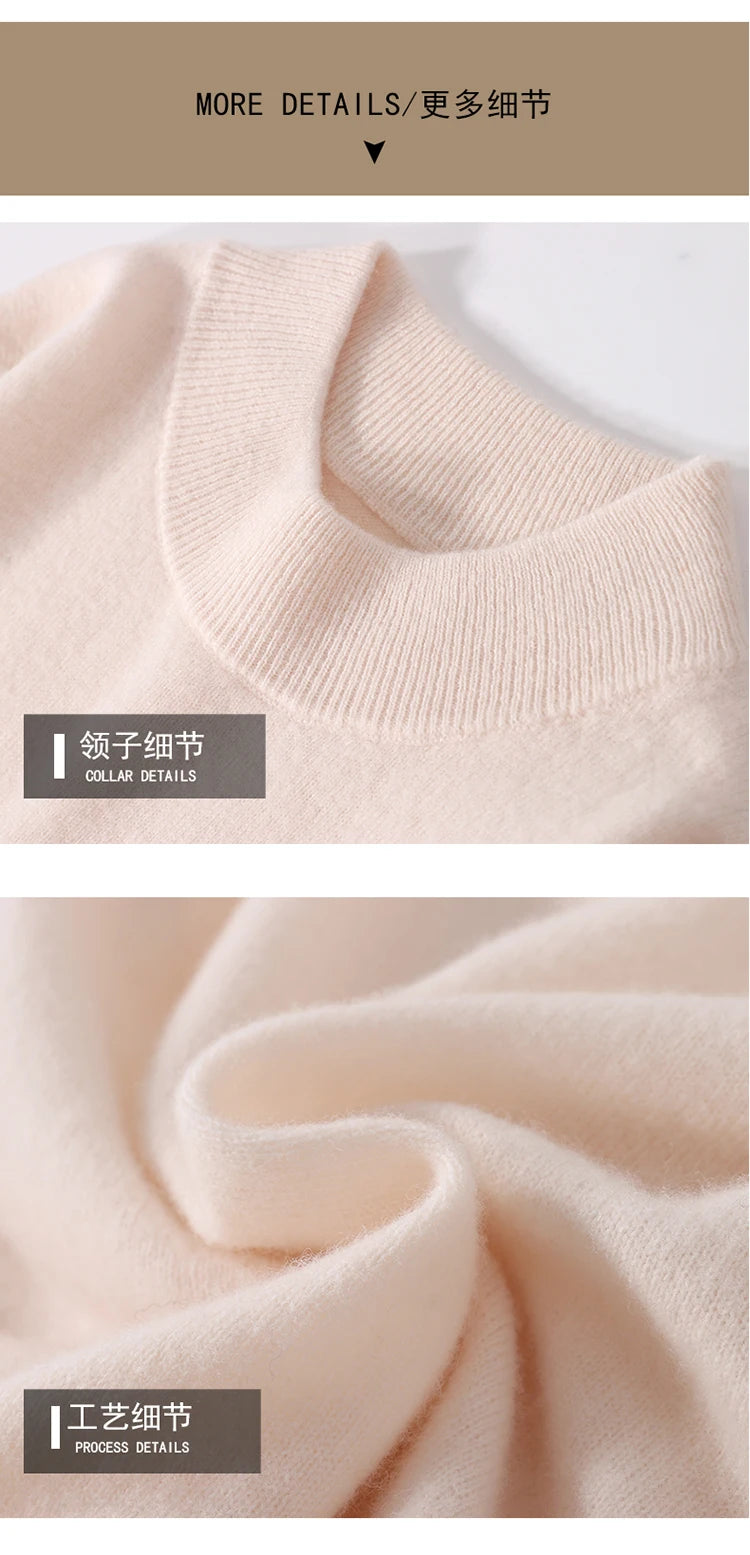 Pull 100 % laine mérinos pour femme, grande taille jusqu'à 5XL, col demi-lune, maille ample, manches longues, finitions cachemire.
