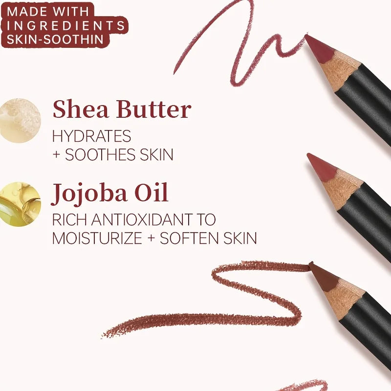 Delineador de labios mate resistente al agua Pudaier de 6 colores: fórmula de larga duración que no se transfiere, acabado mate, 6 tonos versátiles.