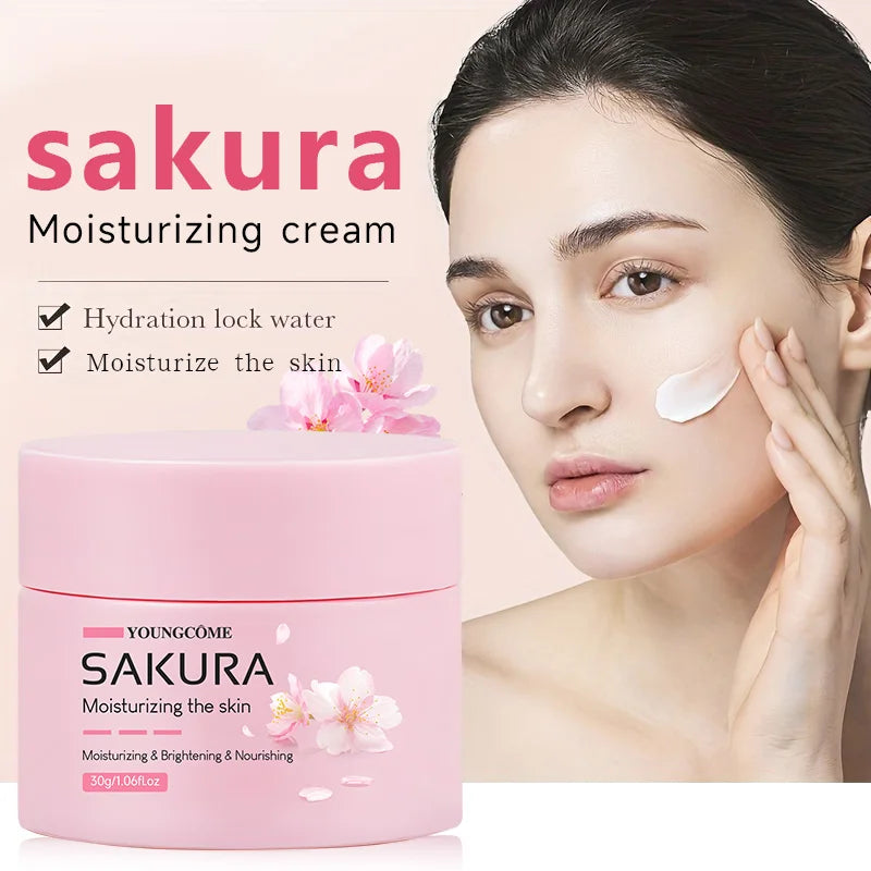 Crème à l'essence de sakura, soin hydratant visage à la fleur de cerisier pour peaux sèches et rugueuses, soin anti-âge liftant, nourrissant et réparateur au collagène