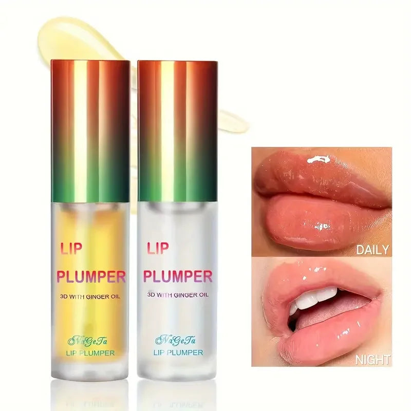 Huile repulpante pour les lèvres gingembre et menthe (1/2 pièce) : sérum volumisant pour des lèvres plus lisses et pulpeuses, pour un look jeune et sexy.