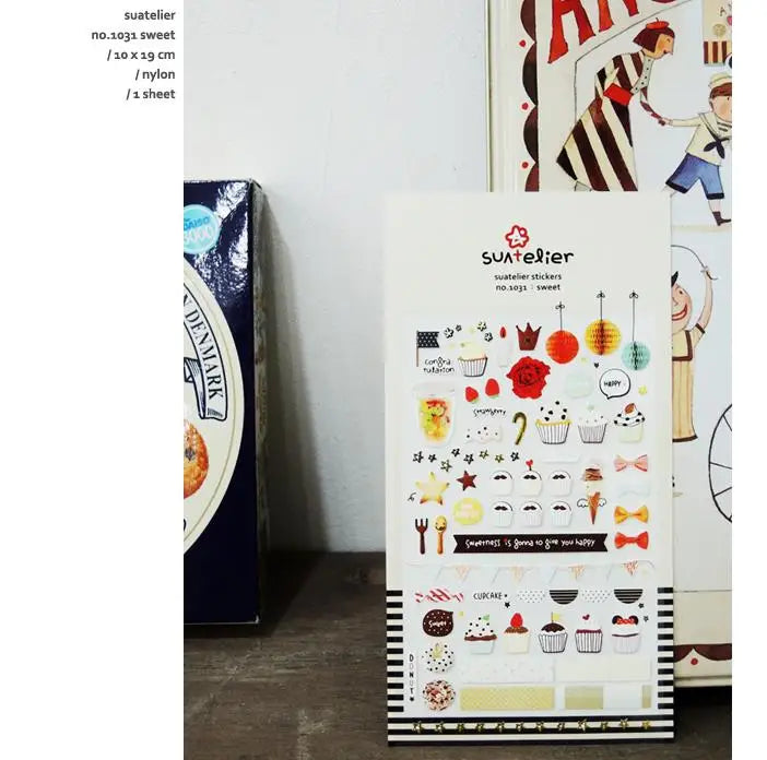 Suatelier Foods Stickers Aesthetic Scrapbooking Cute Junk Journal Ephemera Korean Deco Sticker Planner Diary DIY Craft Supplies