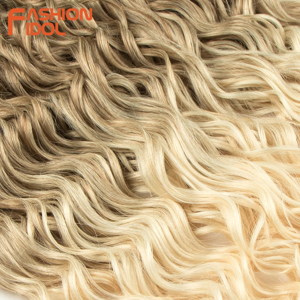 Extensions de cheveux bouclés FASHION IDOL, ondulations profondes, torsades, 50 cm, blond ombré, crochet synthétique.
