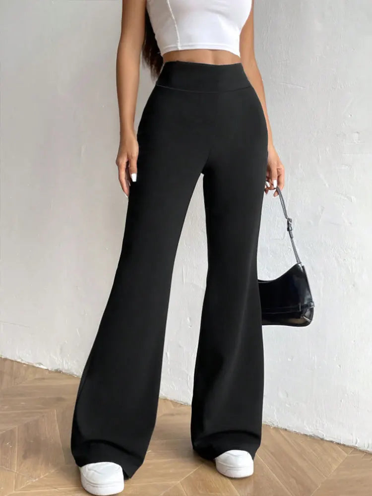 Pantalon de yoga décontracté évasé taille haute, pantalon évasé en tissu d'automne pour femmes, legging de yoga taille haute extensible, pantalon de fitness extérieur
