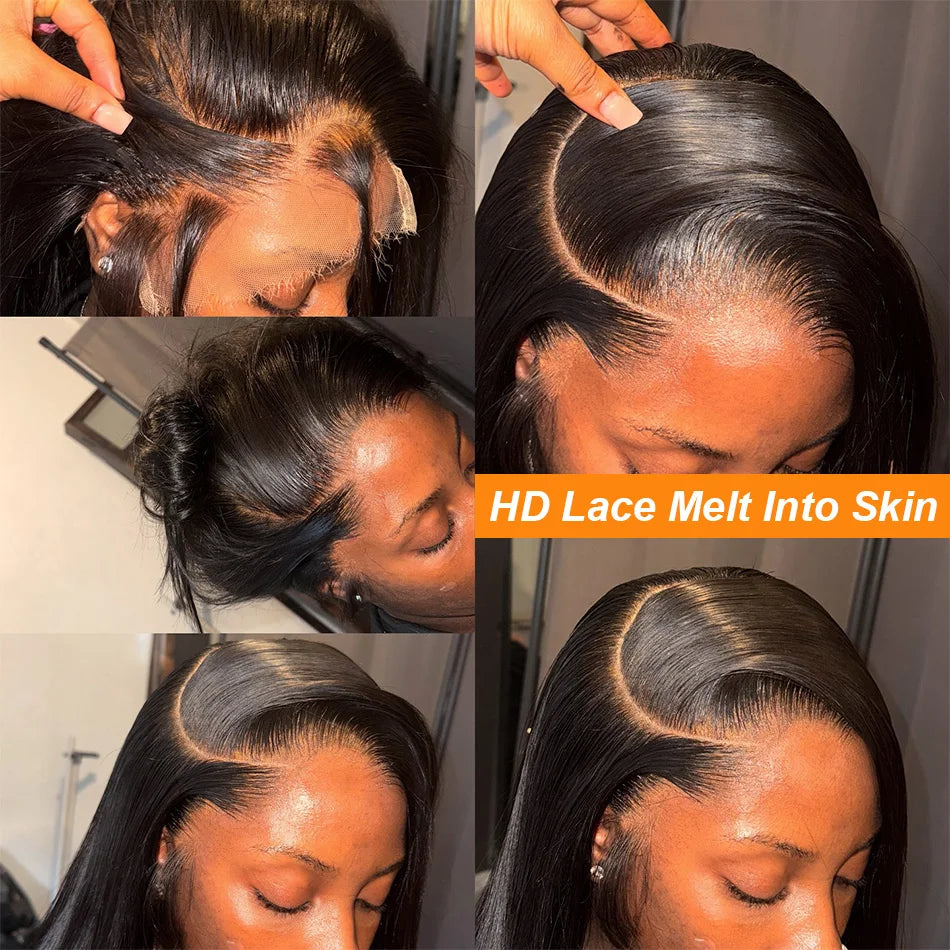 Perruque Lace Front 13x4, densité 200, ondulée, brésilienne, sans colle, noire, 13x6, transparente HD, cheveux humains