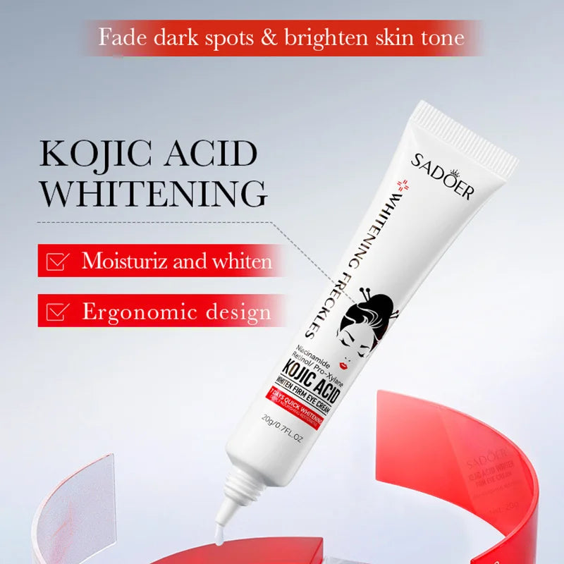 Crema para el contorno de ojos con ácido kójico y retinol de SADOER: antiojeras, elimina bolsas debajo de los ojos, hidrata y reafirma. Productos para el cuidado de la piel del contorno de ojos.