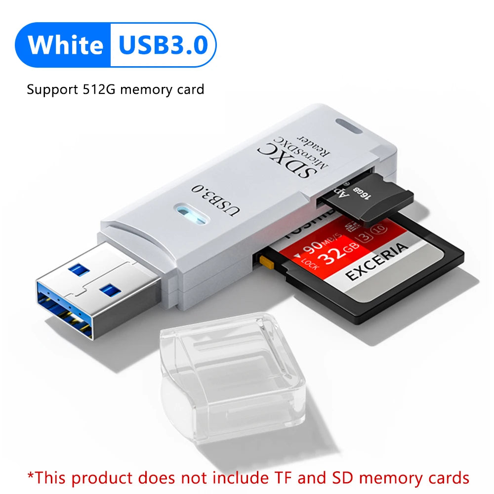 Lecteur de cartes USB 3.0 2 en 1, lecteur de cartes micro TF/SD, adaptateur USB, lecteur de cartes haute vitesse pour cartes mémoire TF, accessoires pour PC et ordinateur portable