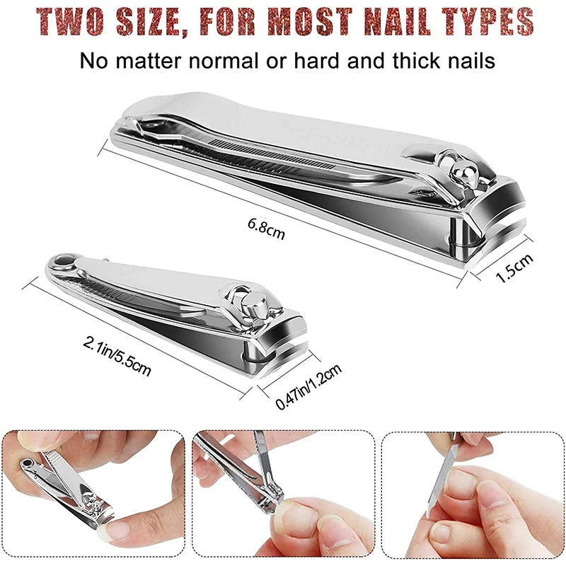 Coupe-ongles résistant aux éclaboussures, ciseaux en acier inoxydable pour la manucure, pour ongles durs, lames larges et durables