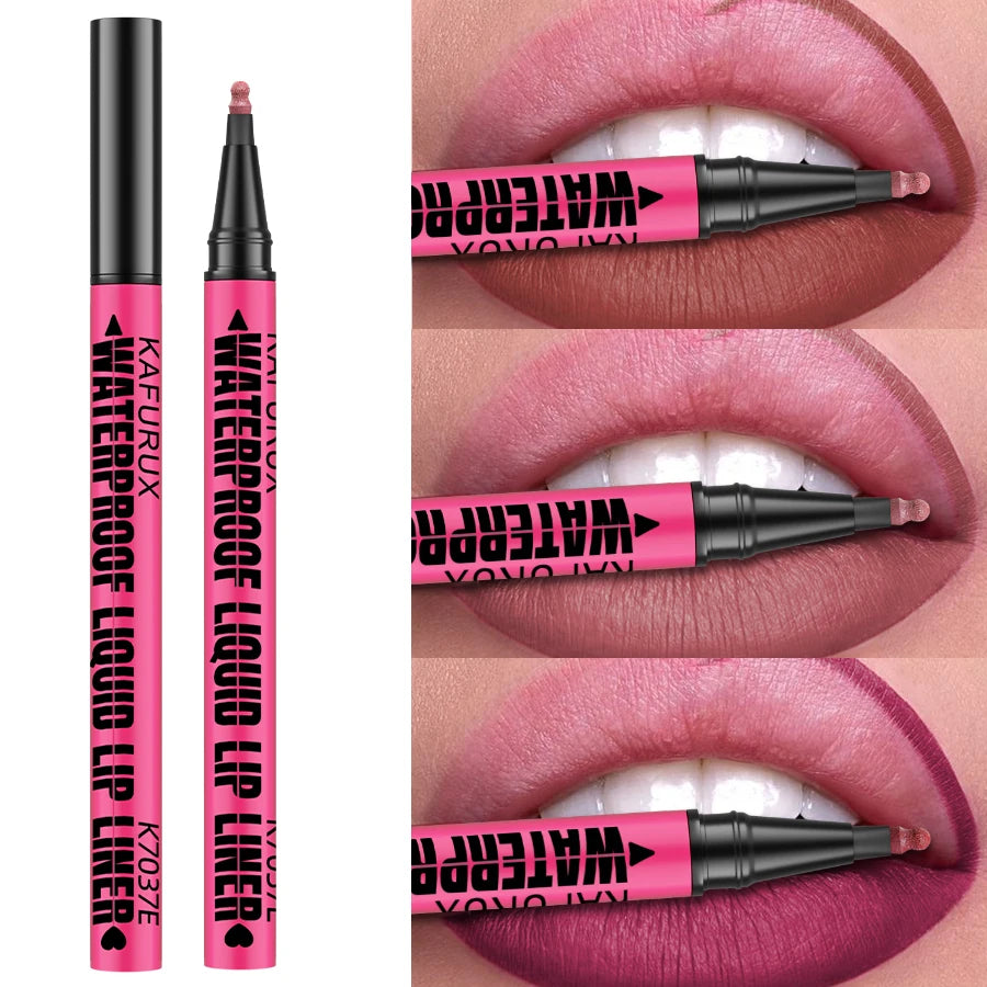 Lápiz delineador de labios líquido mate de 12 colores, resistente al agua, voluminizador, con tinte, delineador de labios natural, contorno de labios, maquillaje.