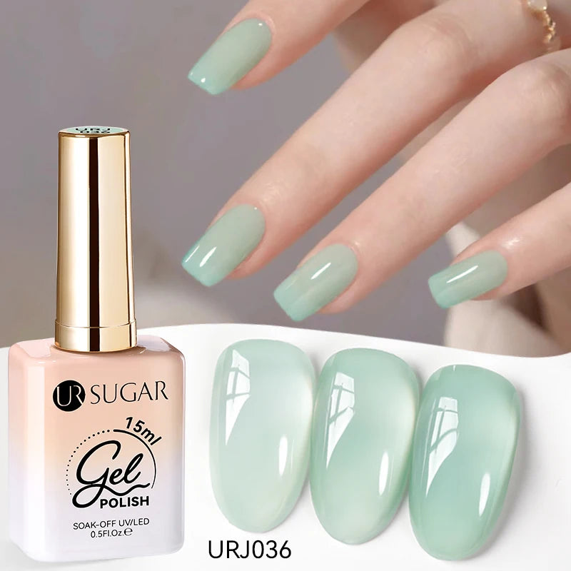 Vernis gel semi-permanent UR SUGAR 15 ml, couleur blanc laiteux translucide, effet gelée, UV, semi-permanent, pour nail art, à dissoudre. Dernière tendance.