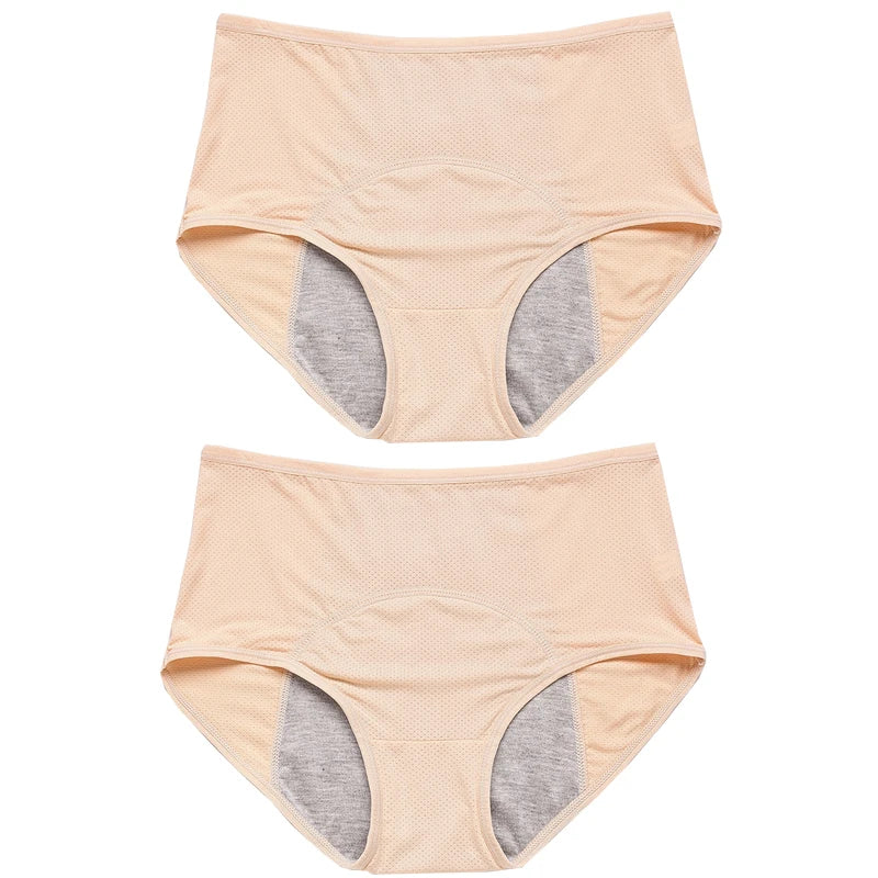Lot de 2 culottes physiologiques pour femmes, culottes menstruelles anti-fuites, taille mi-haute, en soie glacée.