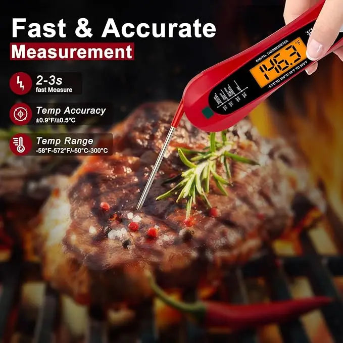 Thermomètre à viande à lecture instantanée pour la cuisson, thermomètre alimentaire numérique rapide et précis avec rétroéclairage, aimant, étalonnage, cuisine