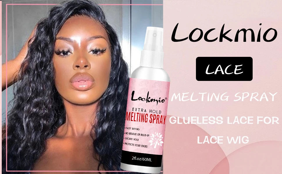 LOCKMIO 60ML Spray de colle à séchage rapide et fondante pour dentelle, fixation longue durée, colle pour perruques en tulle, agent de fixation pour perruques de cosplay